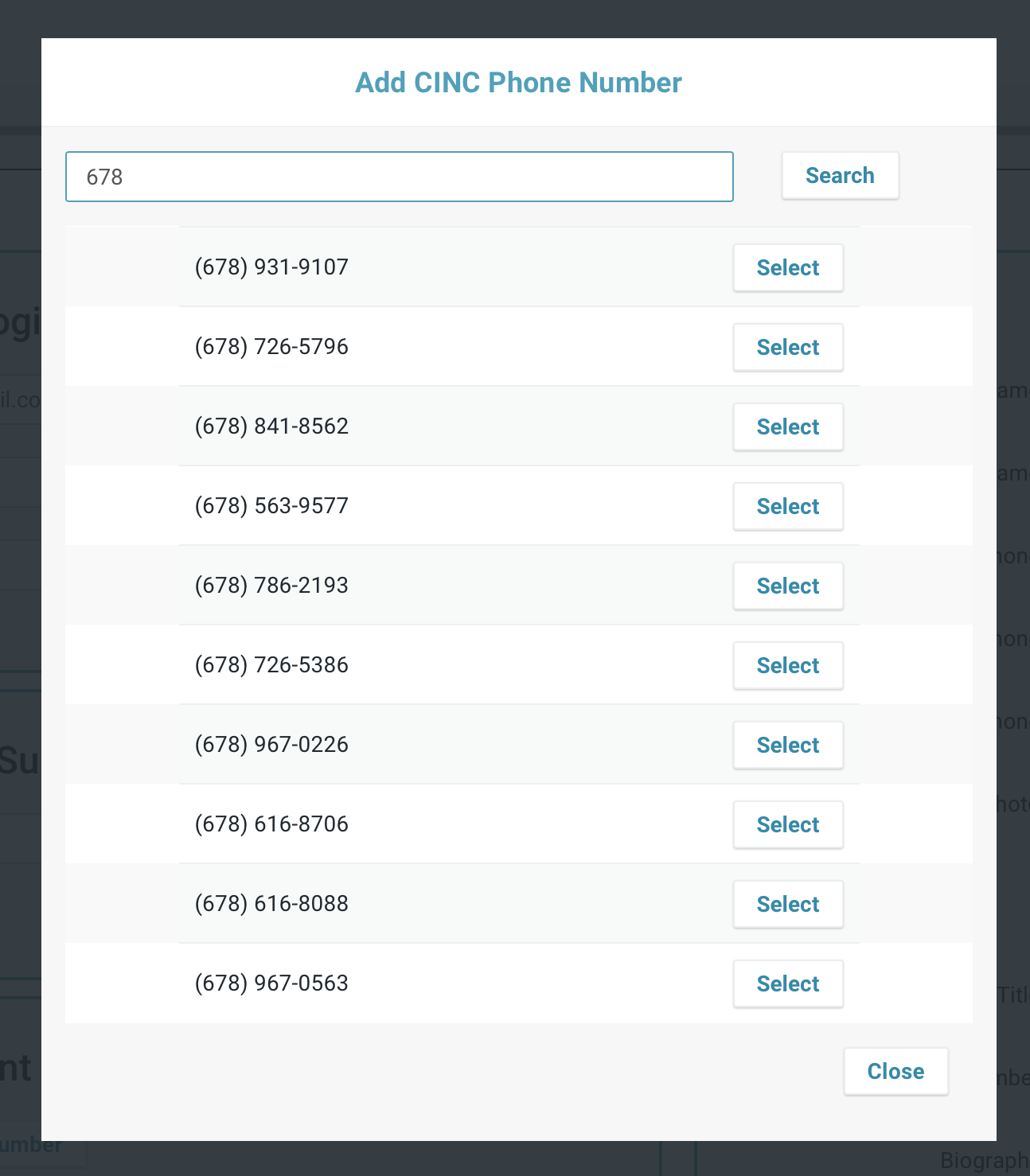 Adding a CINC Phone Number