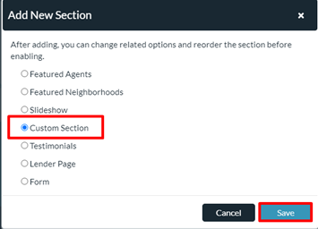 Adding Custom HTML Sections