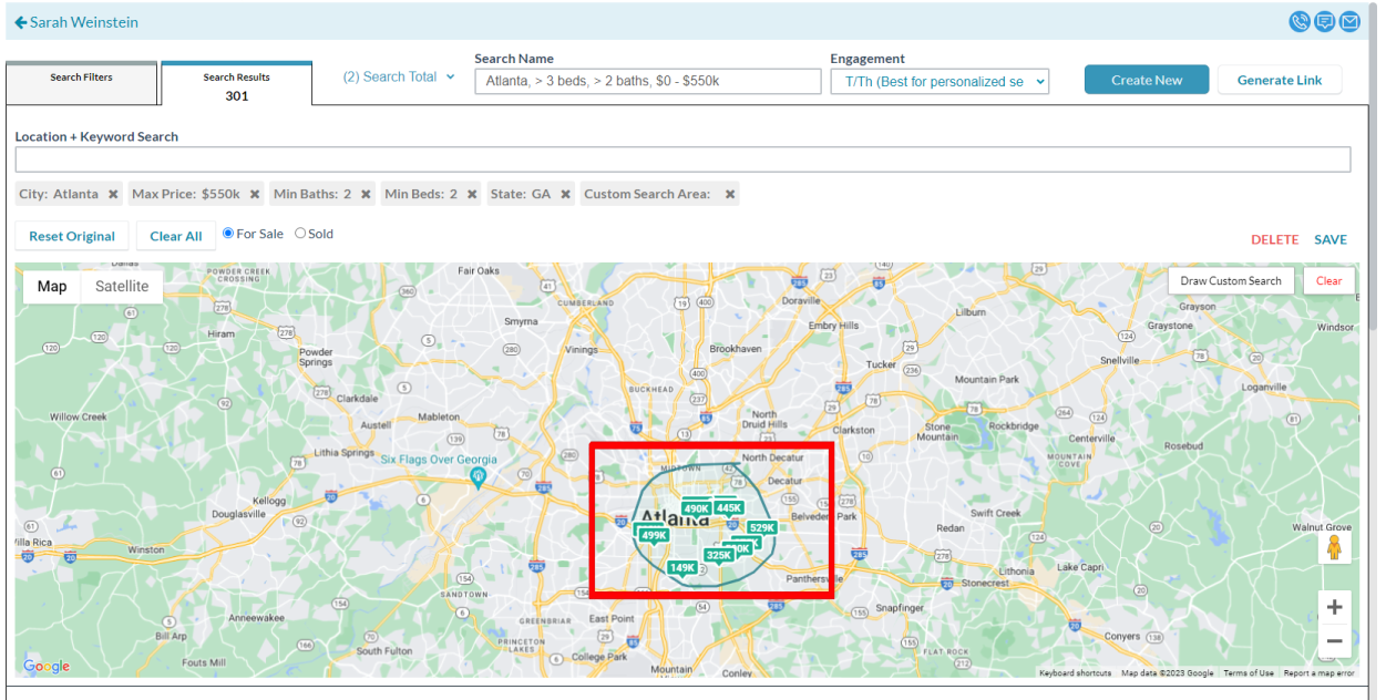 Use the Map to Draw a Saved Search